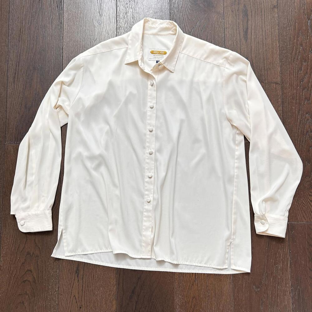 Tilley Silk Cream Button-Up Shirt XL Microfibre